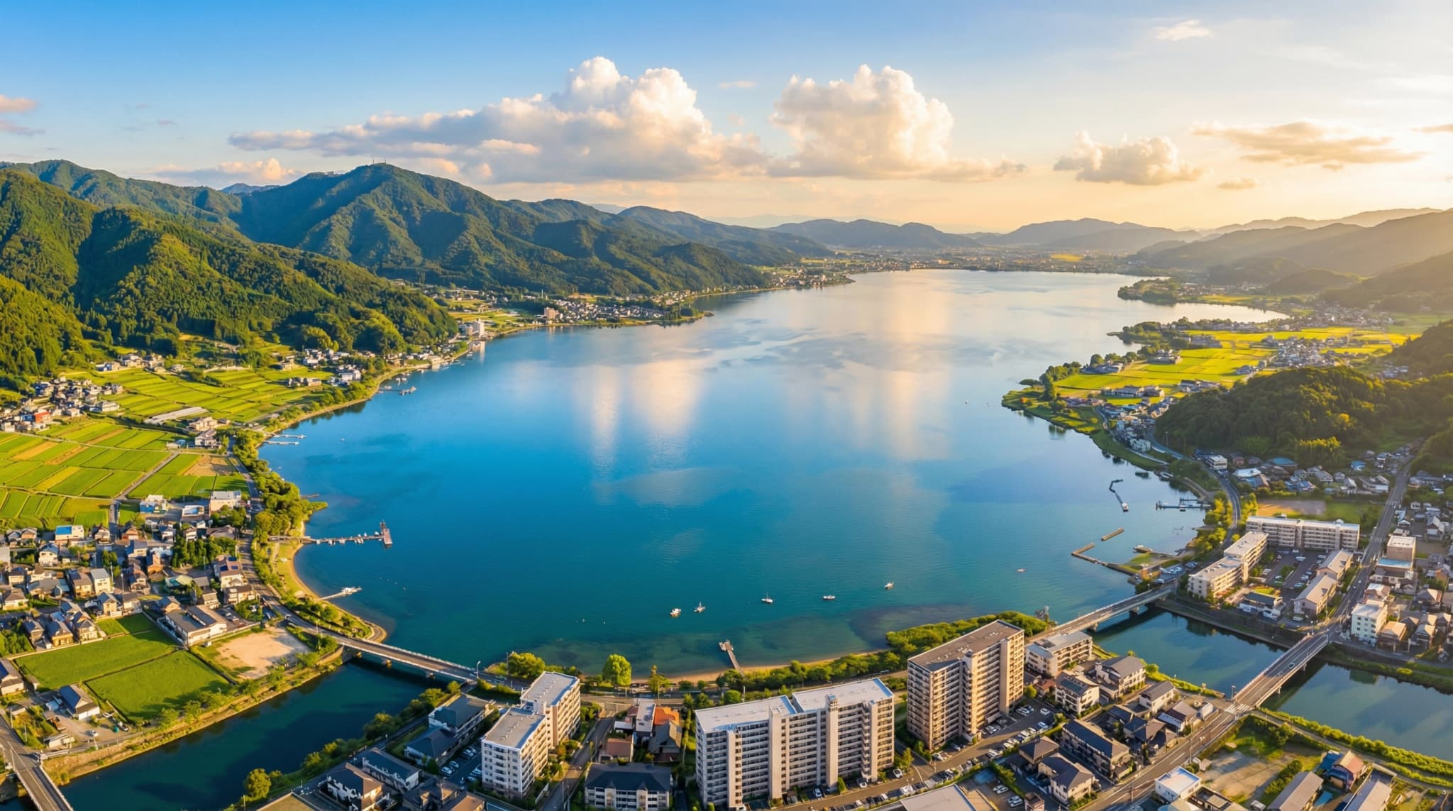 滋賀県 琵琶湖と山々の風景